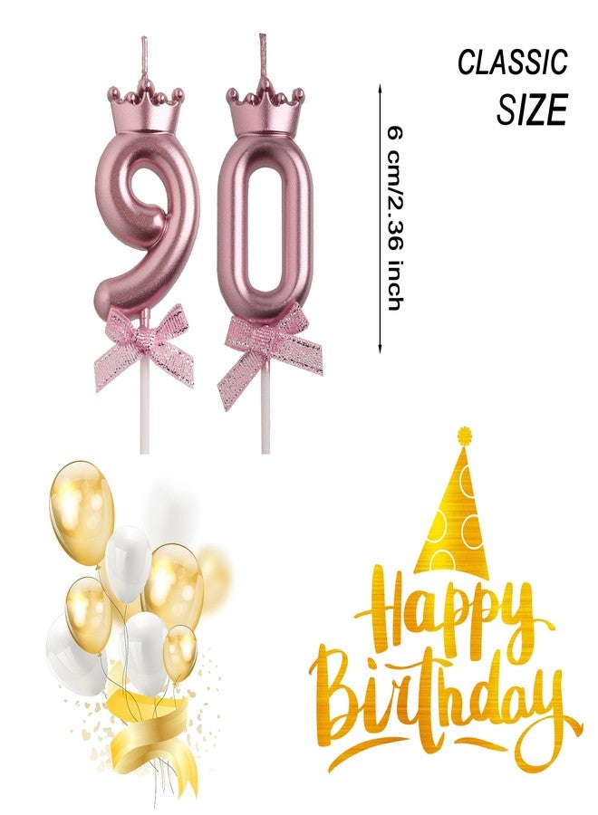AOOLADA 90th Birthday Candles, Rose Gold 90 Year Old Number Birthday Candles, Number 90 Candles for Men Women, Birthday Party Decorations Cake Topper Gifts for Wedding Anniversary Celebration - Image 2